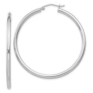 2.5mm, Sterling Silver, Classic Round Hoop Earrings - 45mm (1 3/4 In.)